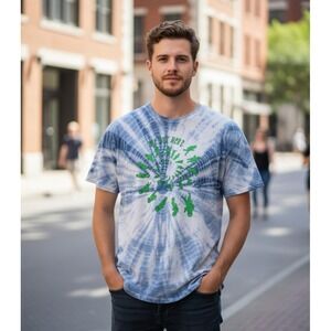 RIPNDIP We Out Here Alien‎ Tie-Dye Tee Mens XL Blue Sci-Fi Streetwear Distressed